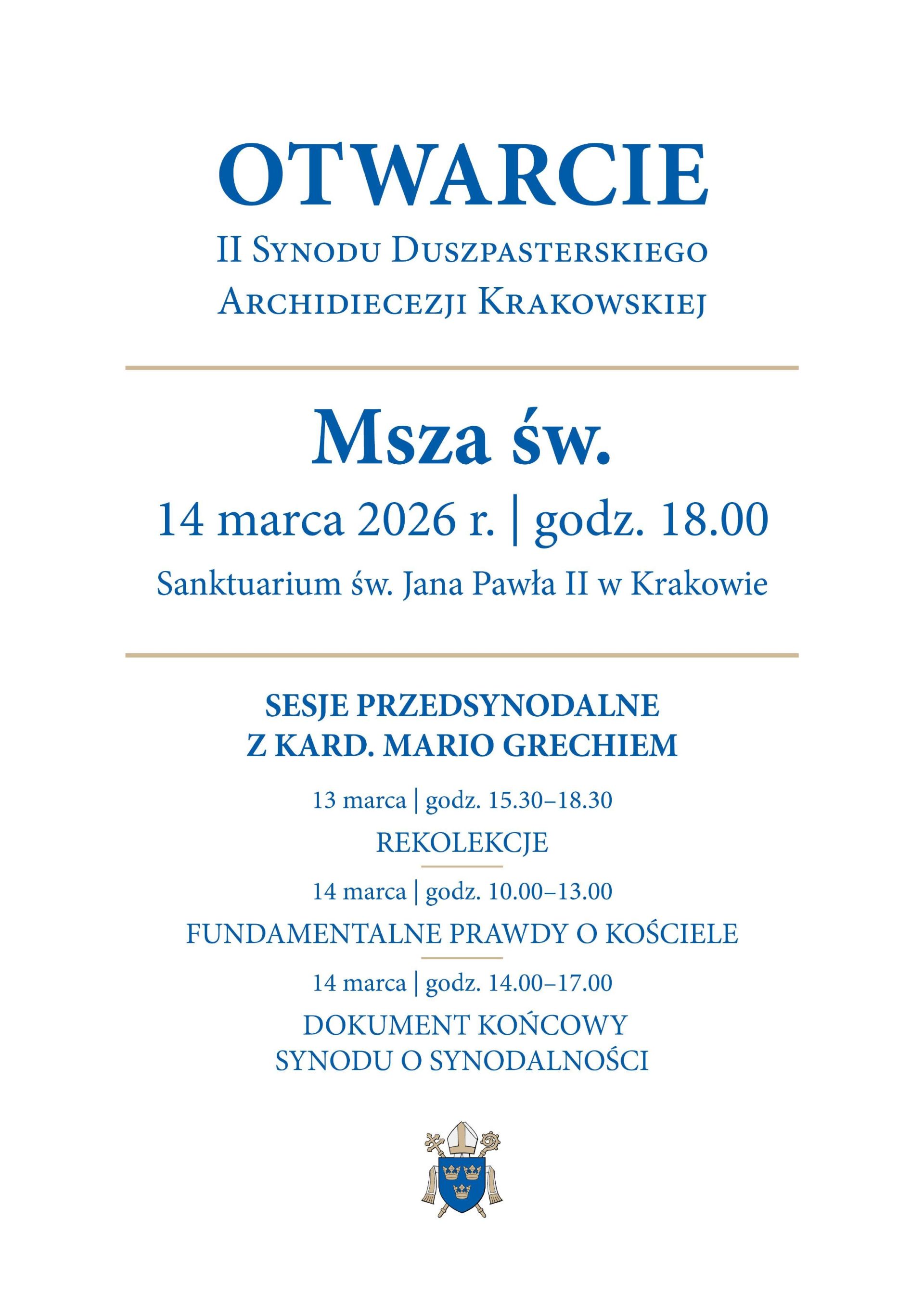 Otwarcie II Synodu Duszpasterskiego Archidiecezji Krakowskiej