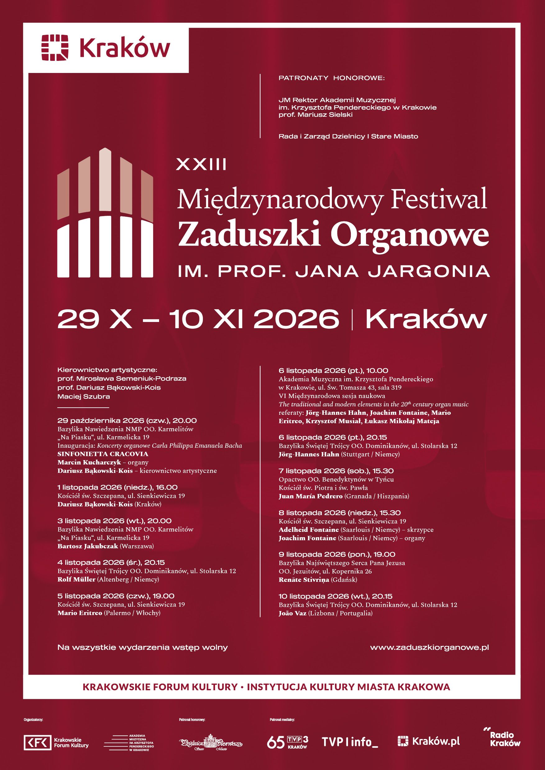 XXIII Międzynarodowy Festiwal Zaduszki Organowe im. prof. Jana Jargonia